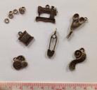 Sewing notions charms (antique bronze) 6 pcs