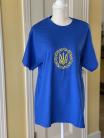 Blue T-shirt with embroidered Ukrainian symbol