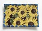 Post card with sunflowers and blue edging, handmade, to support Ukraine
