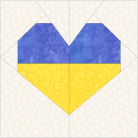  PDF, Blue and yellow 6" quilt heart block in Ukrainian colors, Paper pieced
