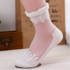  Crystal Lace Ultrathin Transparent  Elastic Short Women Socks, white 